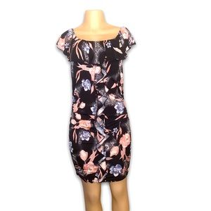 Plus size black dress with flowers
